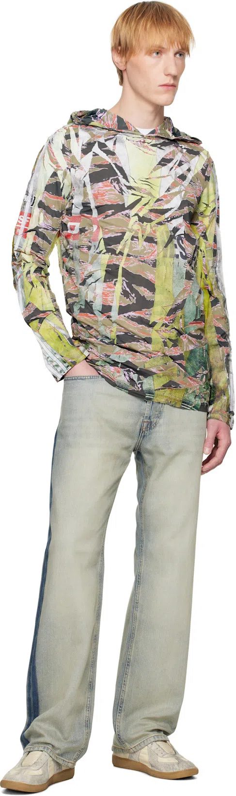DIESEL Camo Hooded Top With Cracked Over-print In Multicolor