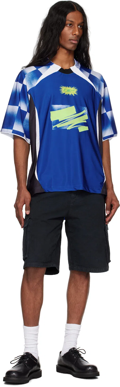 LE PERE Blue Torn Jersey In Print