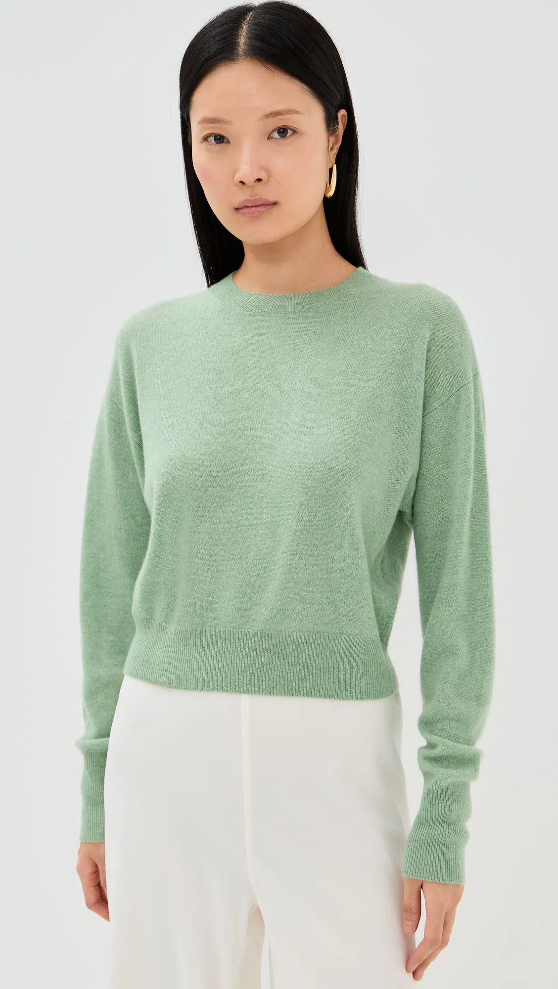 LE KASHA Chypre Cropped Organic Cashmere Sweater In Mint