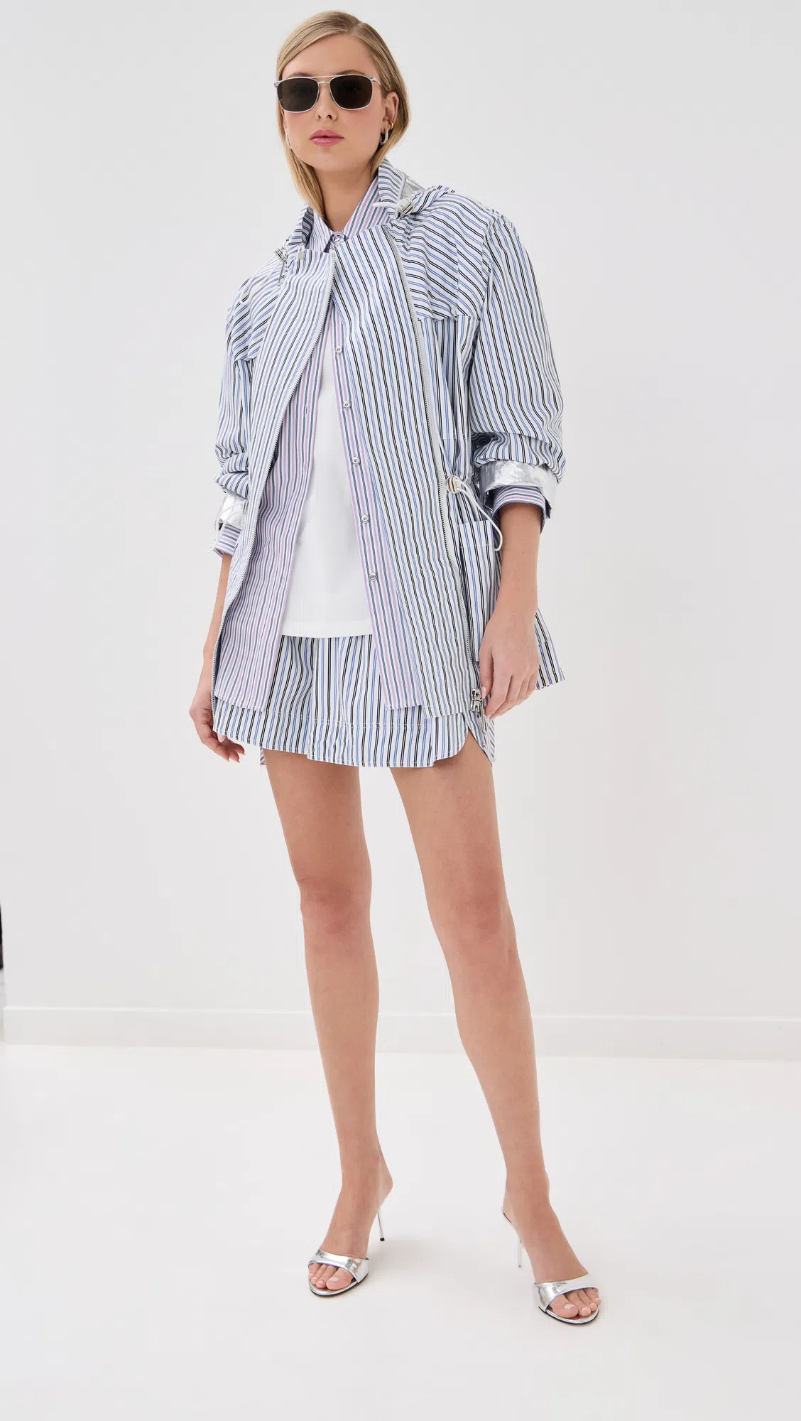 RABANNE Sleeveless Coast Tank Top With Silver Foil And Piercing Details In White