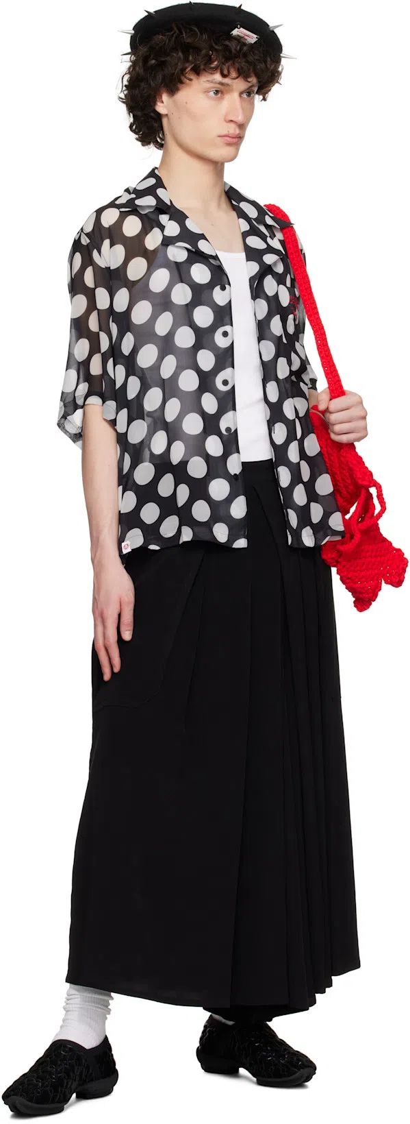 CHARLES JEFFREY LOVERBOY Black & Off-white Polka Dot Shirt