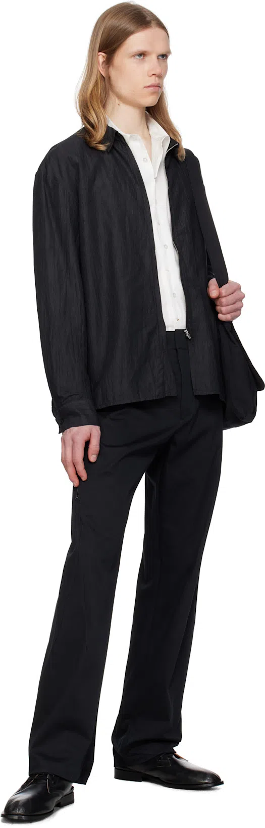 OUR LEGACY Black Slim Satchel Bag In Static Black Papyrus