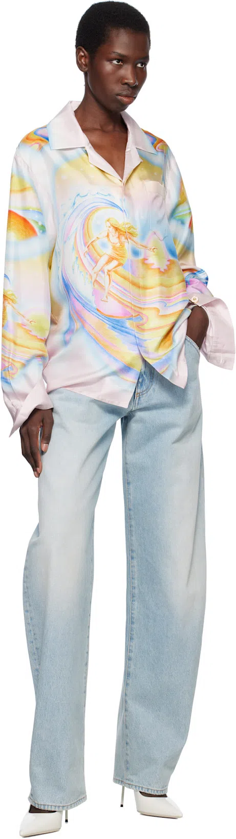 CASABLANCA "psychedelic Nirvana" Collared Pocket Shirt In Multicolor