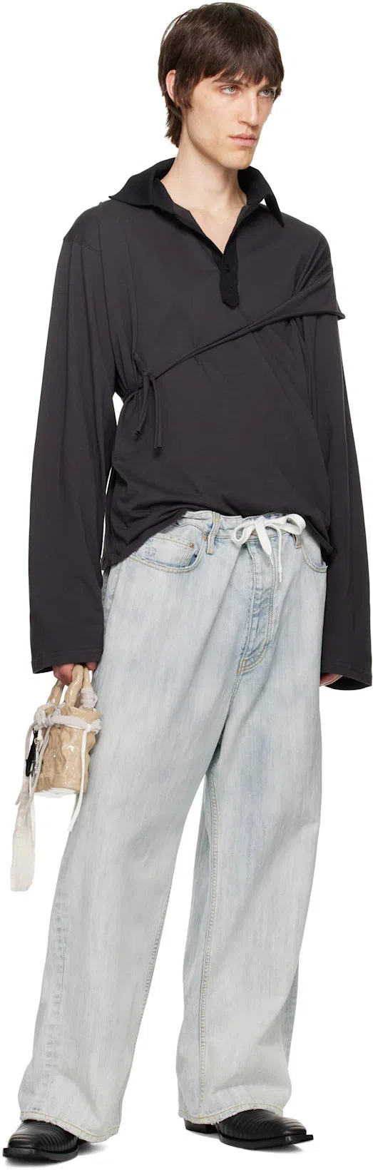 BALENCIAGA Blue Bleached Ring Baggy Jeans