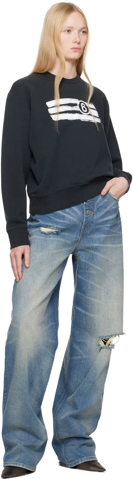 MM6 MAISON MARGIELA Oversized Cotton-jersey Sweatshirt In Black