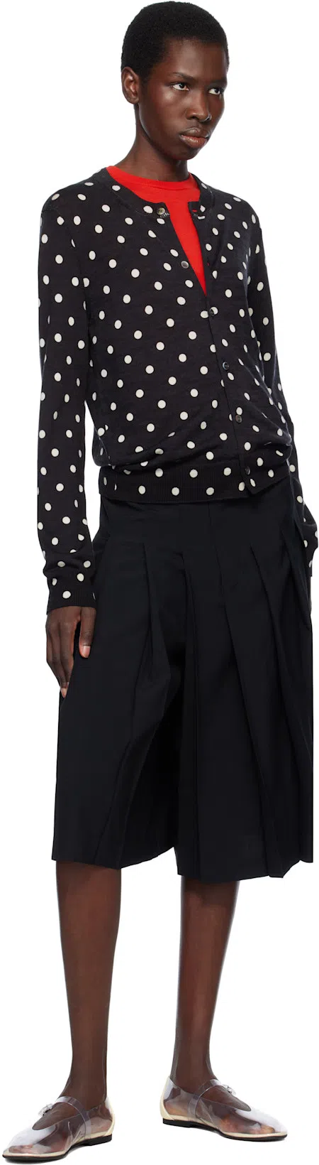 COMME DES GARÇONS Black Polka Dots Pattern Print Cardigan