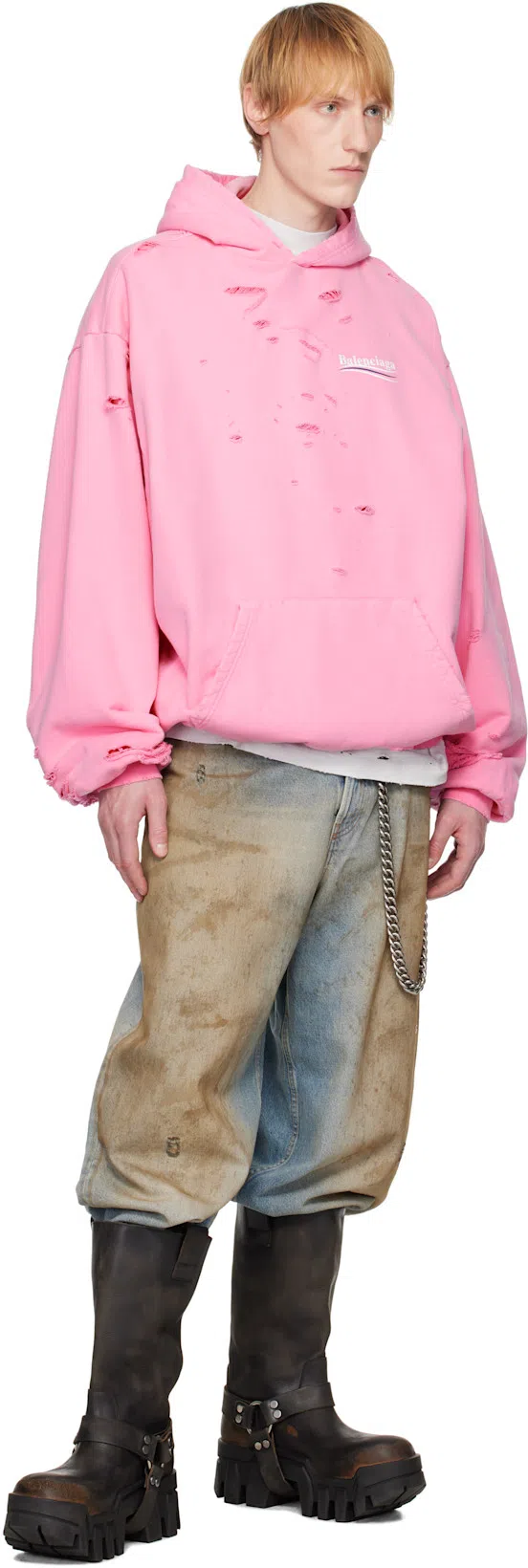 BALENCIAGA Pink Political Campaign Layered Hoodie In 9770