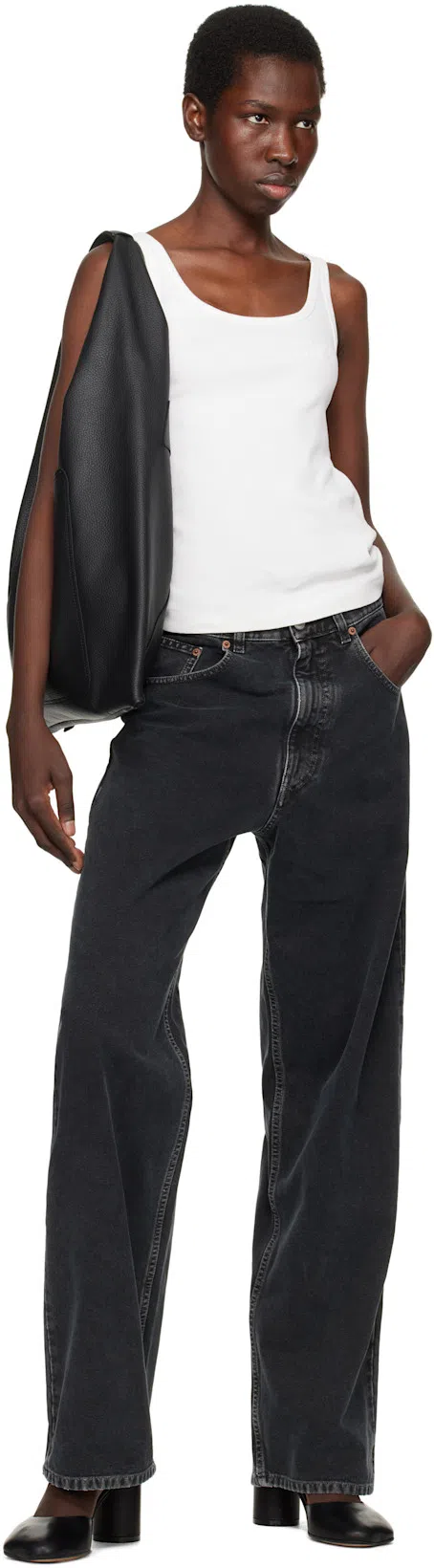 MM6 MAISON MARGIELA Mm6 By Maison Margiela Fitted Ribbed Tank Top With Scoop Neckline In 101 Off White