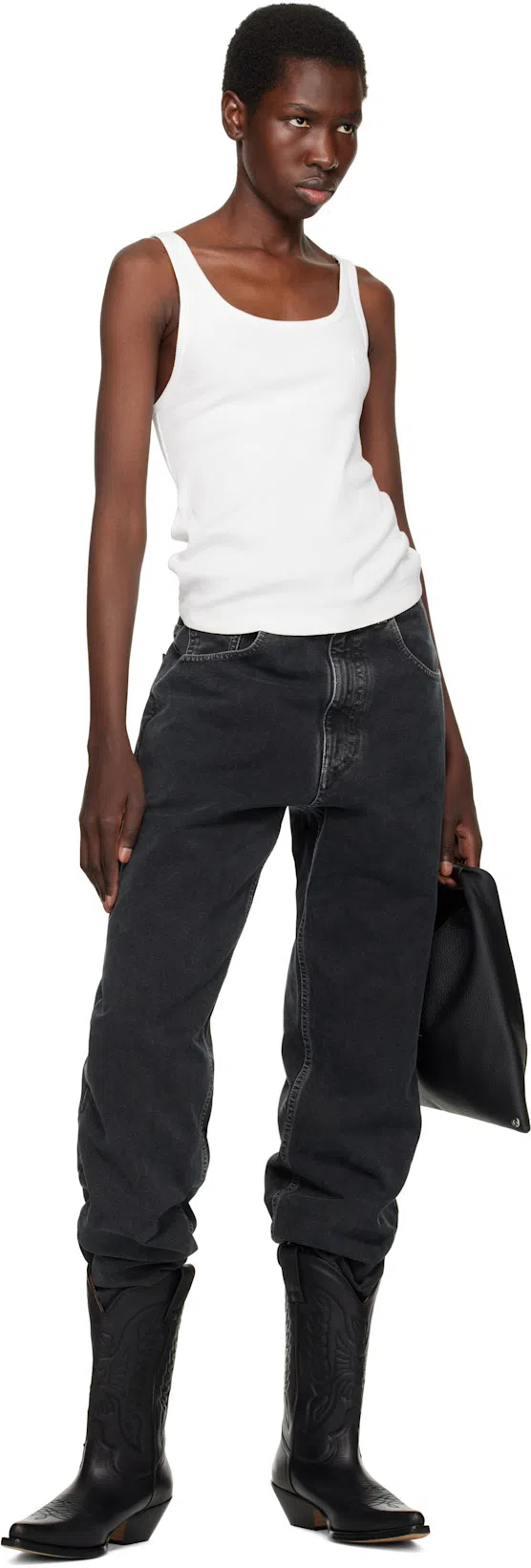 MM6 MAISON MARGIELA Mm6 By Maison Margiela Fitted Ribbed Tank Top With Scoop Neckline In 101 Off White