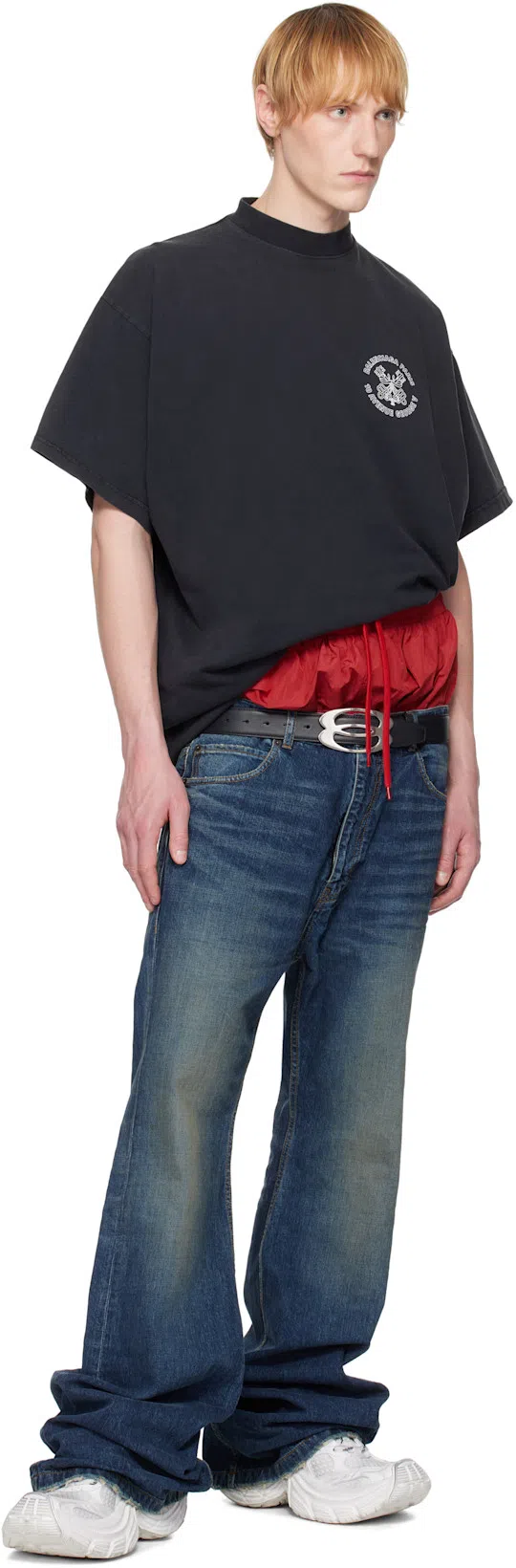 BALENCIAGA Men Layered Jeans In Blue