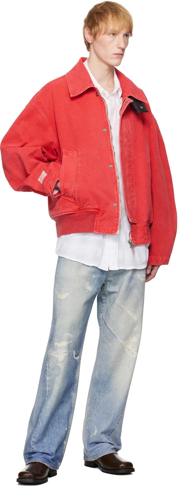 OUR LEGACY Mens Digital Denim Print Third Cut Faded-wash Denim Jeans In Blue