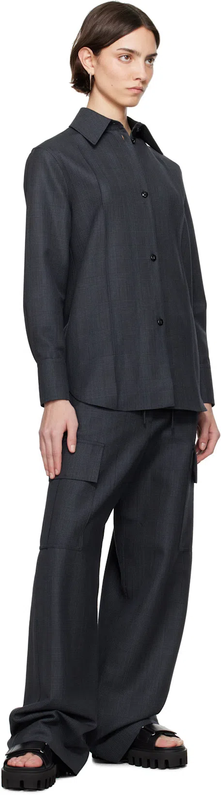 ALEXANDER MCQUEEN Gray Prince Of Wales Cargo Trousers In 1135 Black - Dark Gr