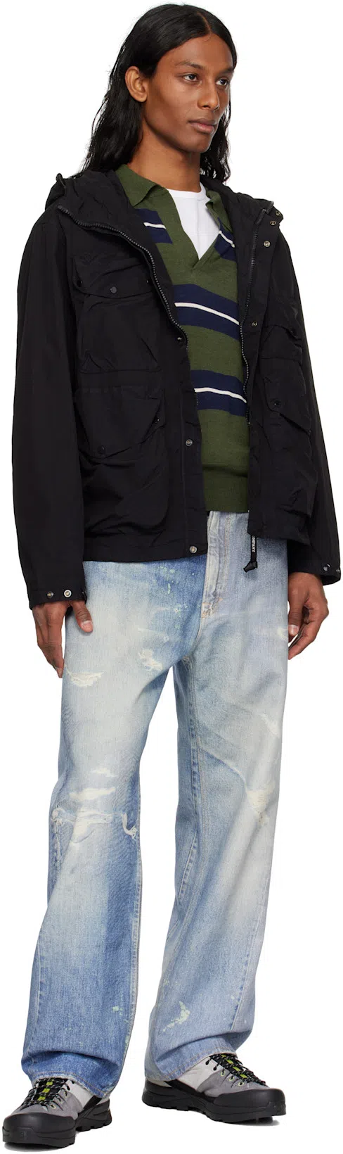 OUR LEGACY Mens Digital Denim Print Third Cut Faded-wash Denim Jeans In Blue