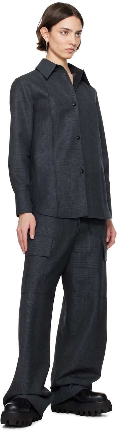 ALEXANDER MCQUEEN Gray Prince Of Wales Cargo Trousers In 1135 Black - Dark Gr