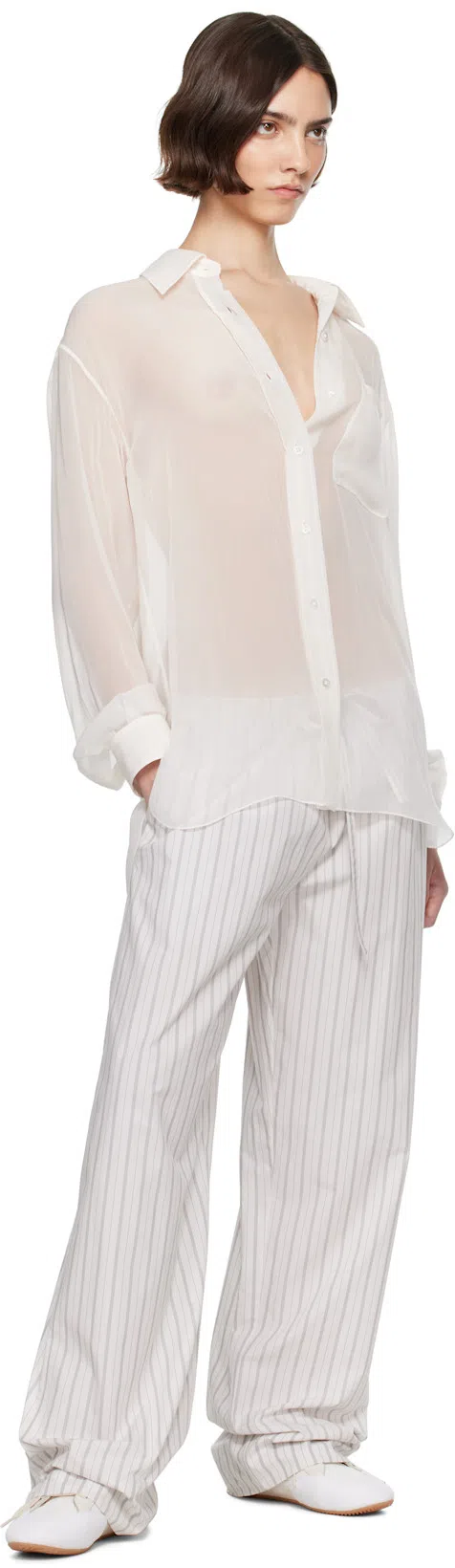 THE ROW Hypnosta Trousers In White With Stripes