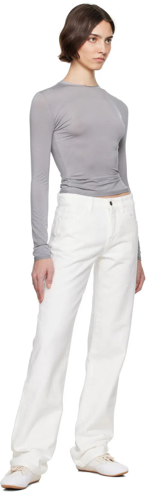 THE ROW Sharka Rigid Low-rise Cotton-cashmere Barrel Jeans In Metallic