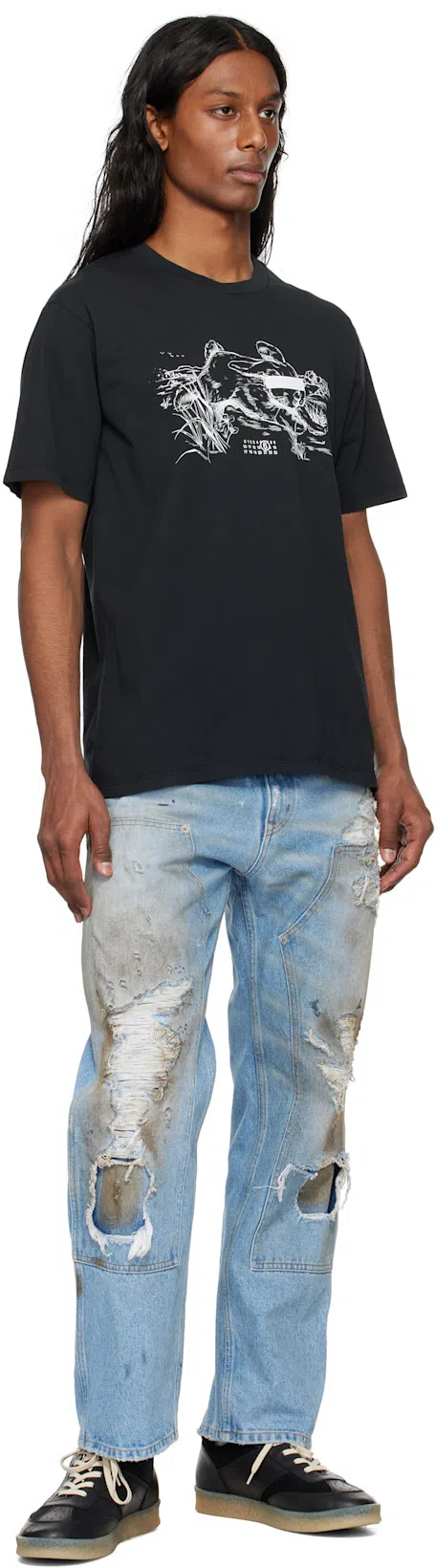 MM6 MAISON MARGIELA Medium Blue Denim Distressed Jeans