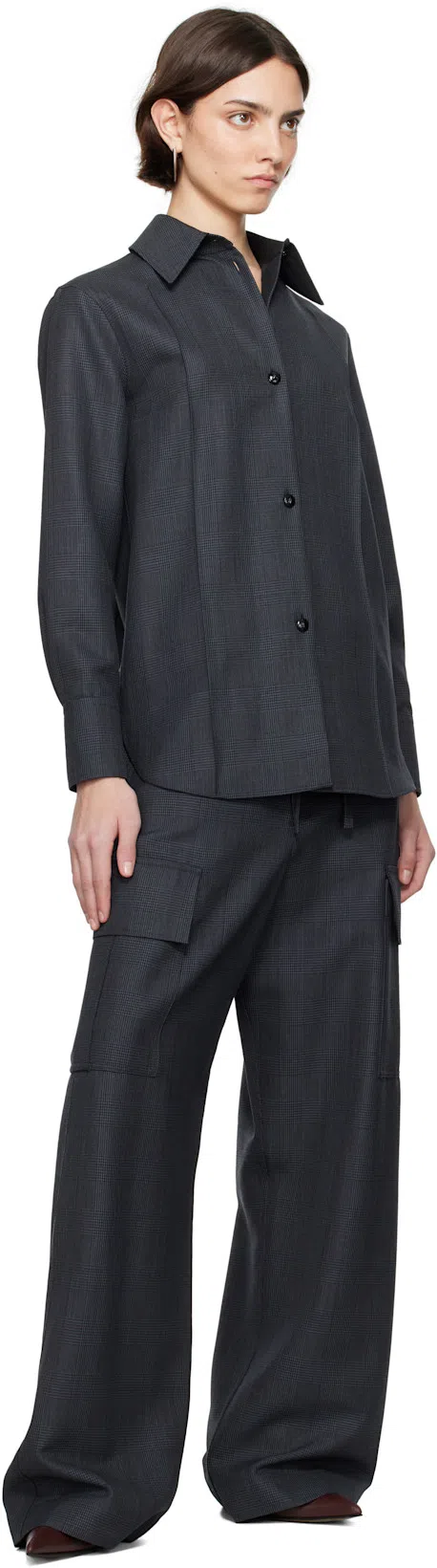 ALEXANDER MCQUEEN Gray Prince Of Wales Cargo Trousers In 1135 Black - Dark Gr