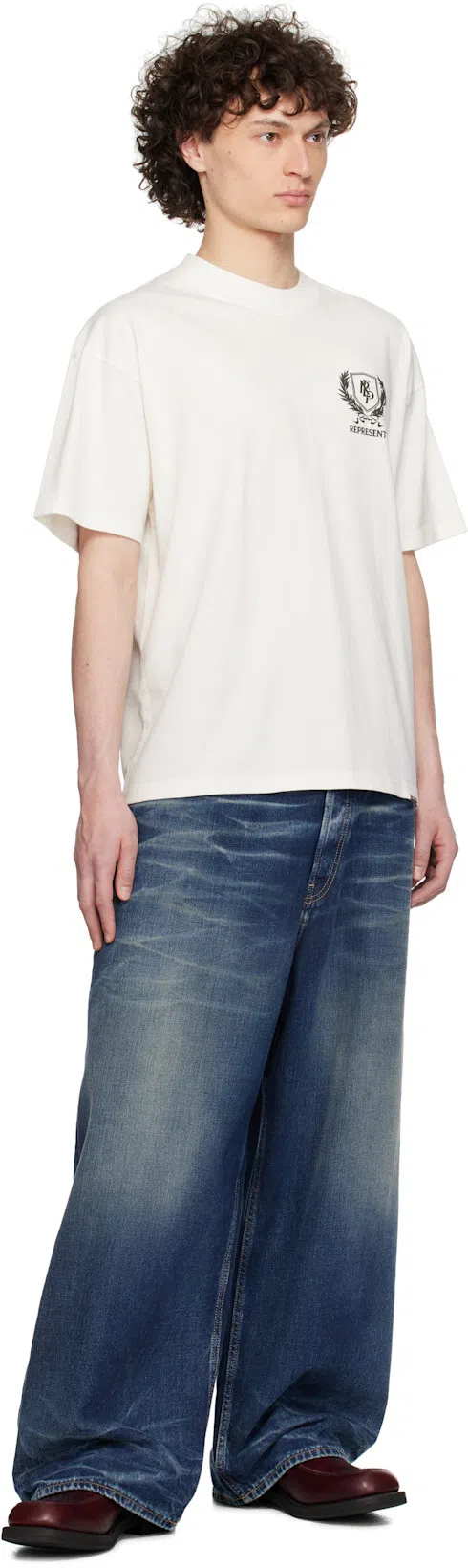 REPRESENT White T-shirt With Logo Crest In Multicolor