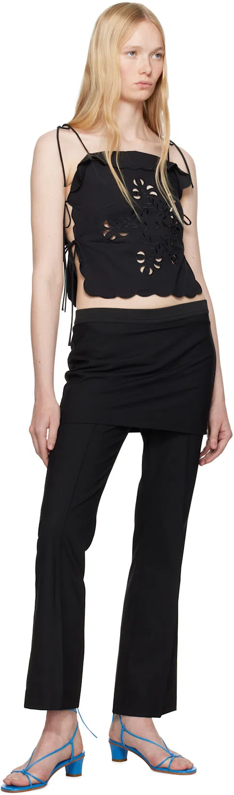 THE GARMENT Black Noah Crop Skirt Trousers In 050 Black
