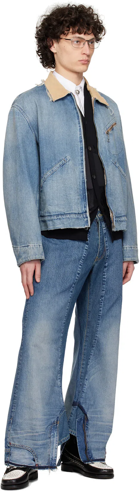 MAISON MARGIELA Cotton Denim Workwear Zip Jacket In Blue