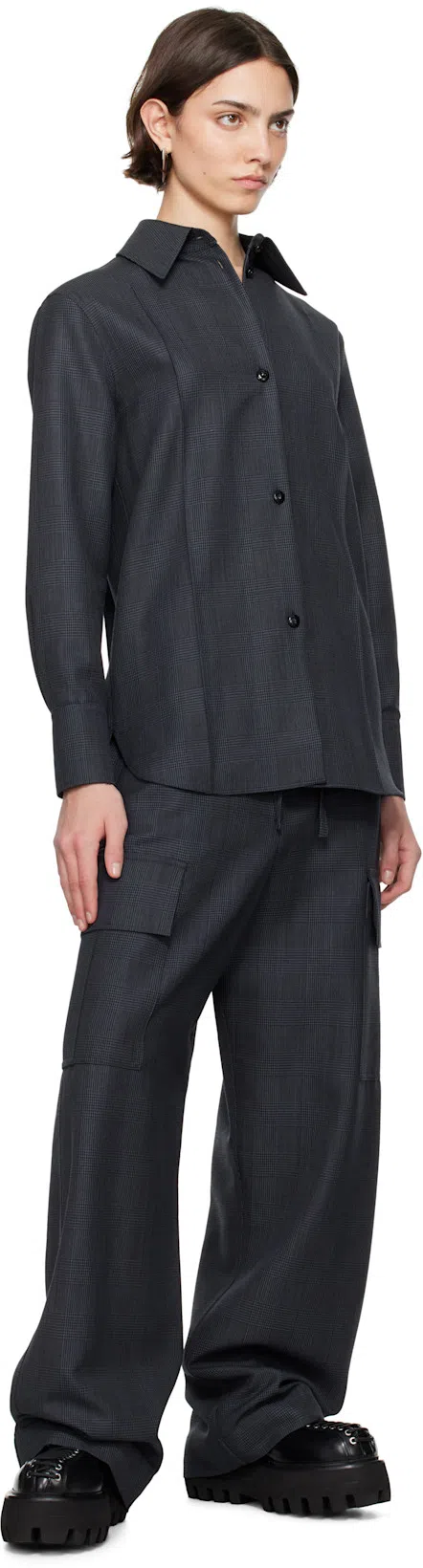 ALEXANDER MCQUEEN Gray Prince Of Wales Cargo Trousers In 1135 Black - Dark Gr