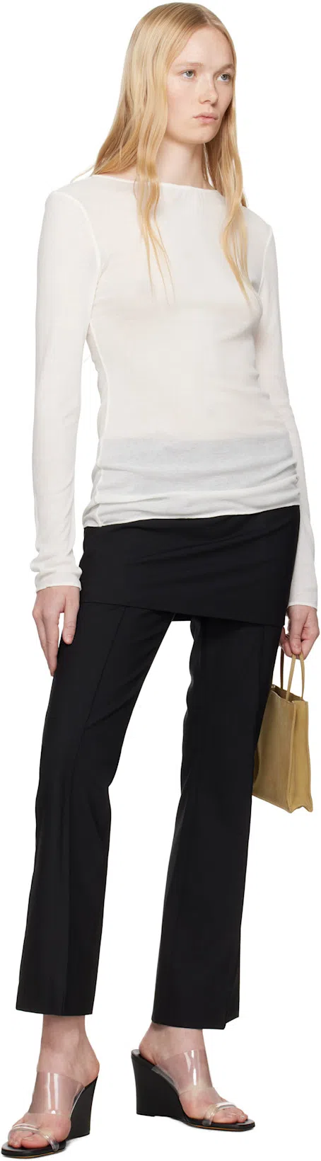 THE GARMENT Black Noah Crop Skirt Trousers In 050 Black