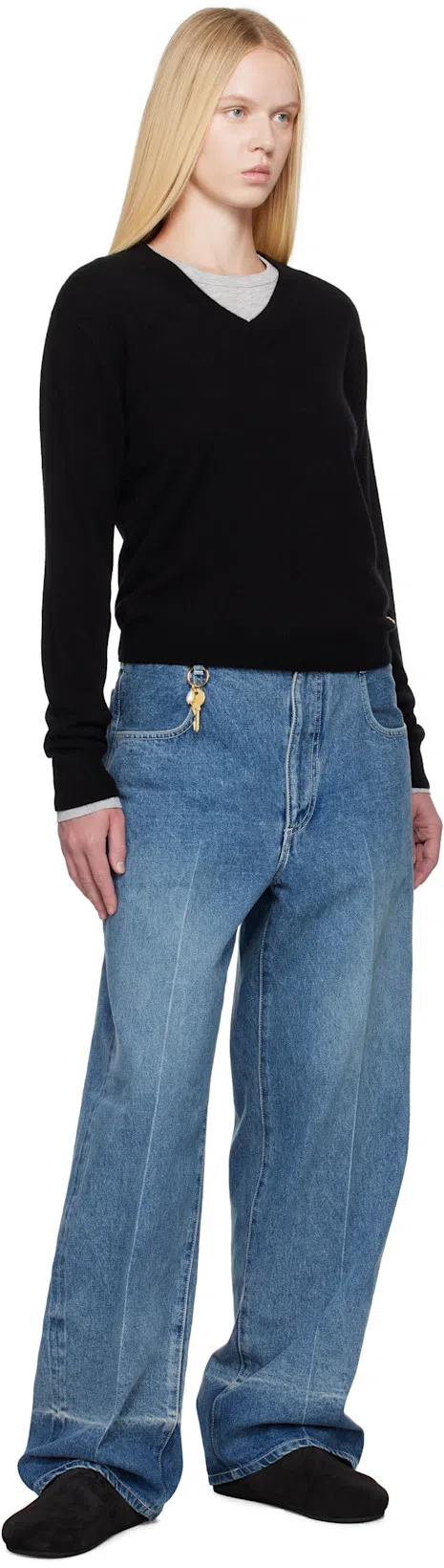 THE ROW Black Hugo Slippers In Blk Black