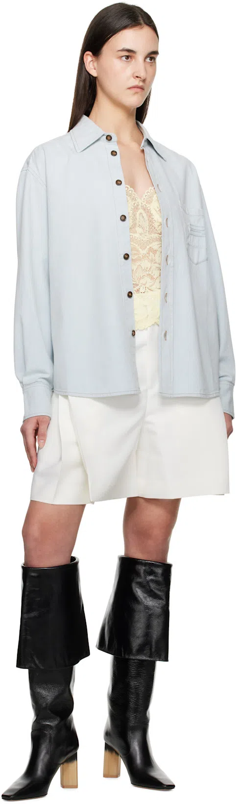 CHLOÉ High Heel Knee-high Square Toe Boot In Multi