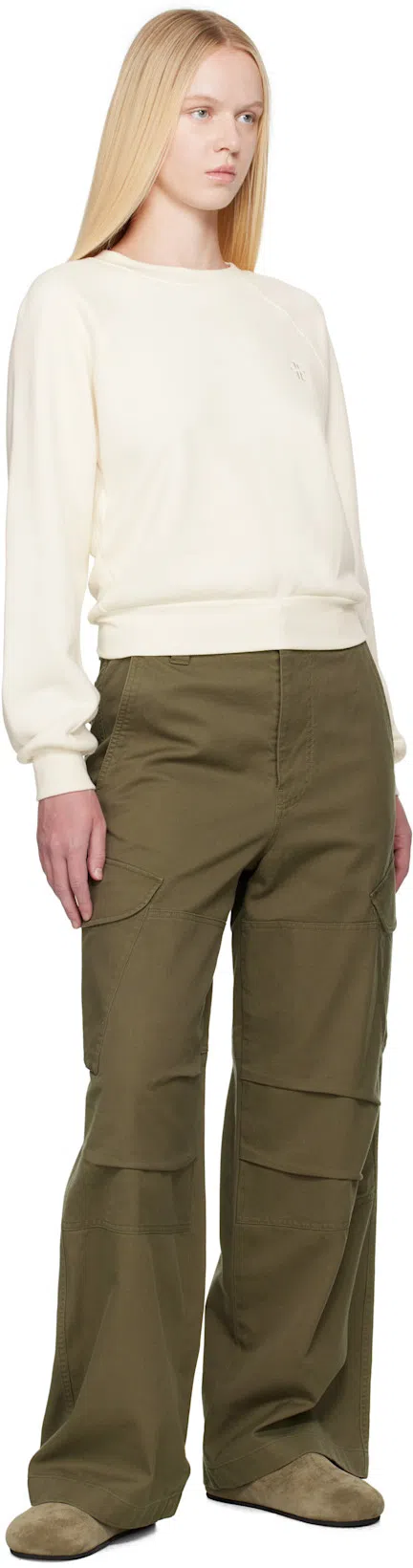 THE ROW Beige Hudson Suede Slide Loafers In Green