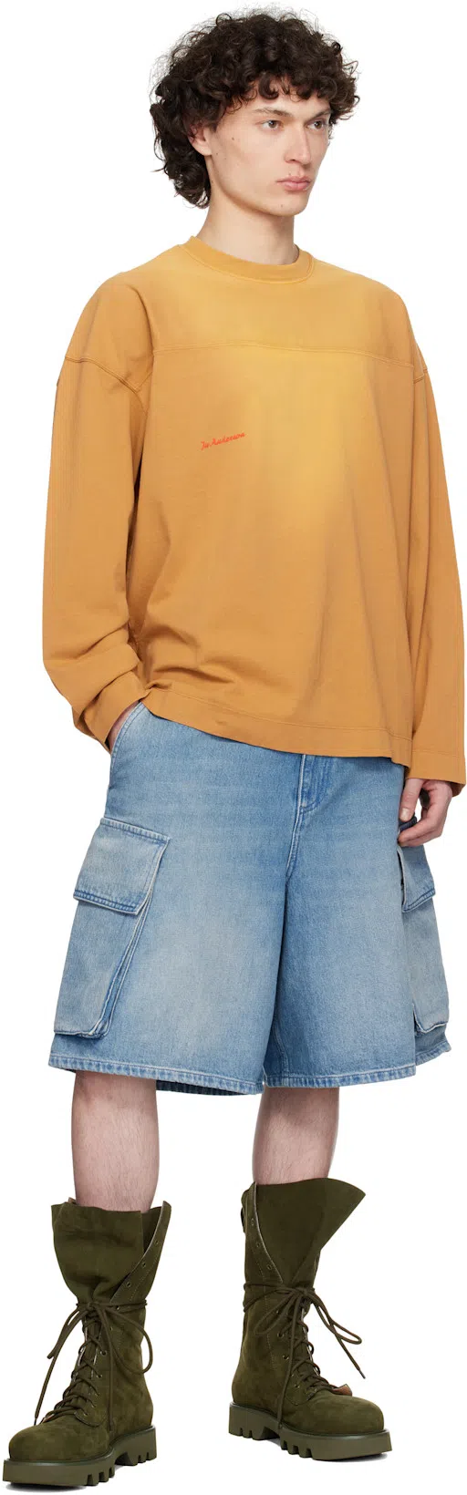 JW ANDERSON J. W. Anderson Delavé Wide-leg Cotton Denim Bermuda Shorts In Blue