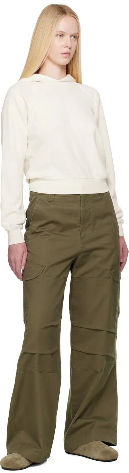 THE ROW Beige Hudson Suede Slide Loafers In Green