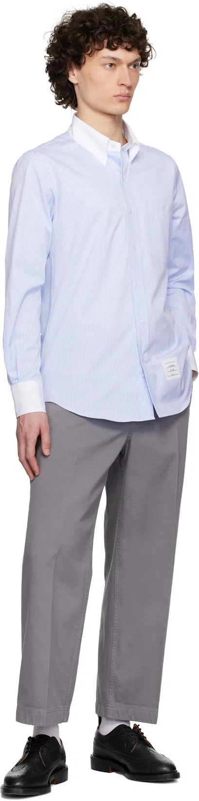 THOM BROWNE Light Blue Cotton Button-down Shirt