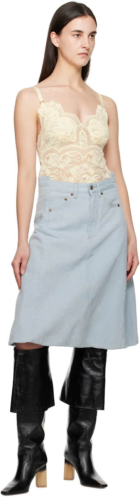 CHLOÉ High Heel Knee-high Square Toe Boot In Multi