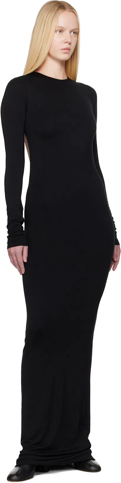 ÉTERNE Long Sleeve Crewneck Maxi Dress In Black