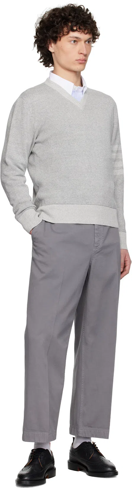 THOM BROWNE Light Blue Cotton Button-down Shirt