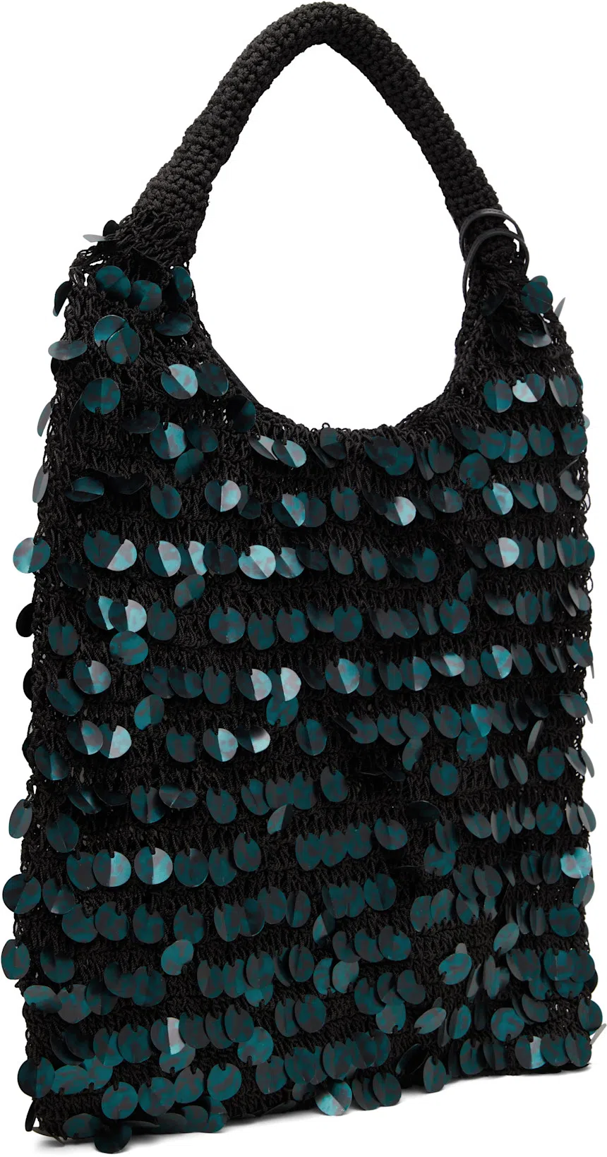 JW ANDERSON Green Sequin Hobo Shoulder Bag In Black