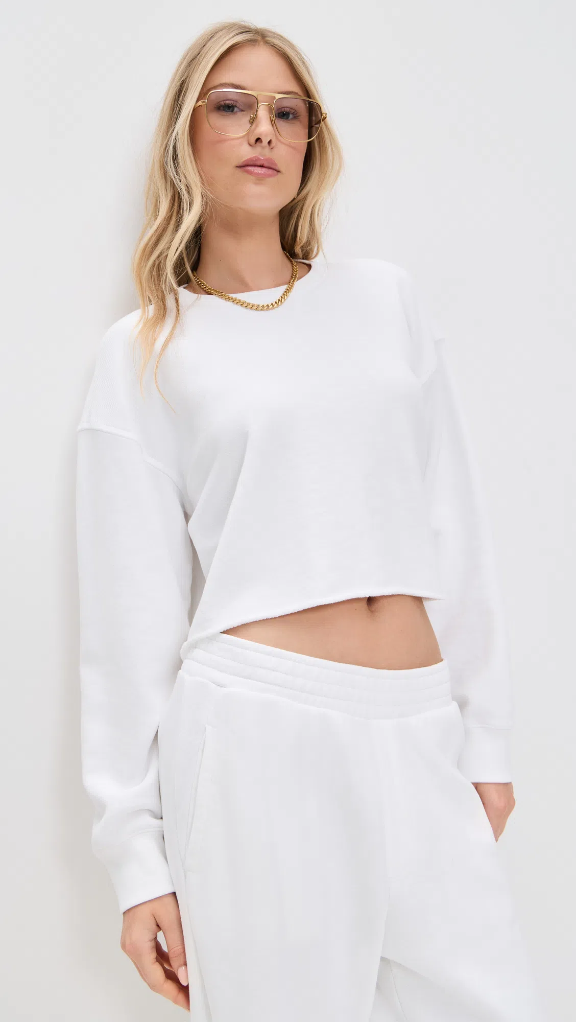 ATM ANTHONY THOMAS MELILLO French Terry Cut-off Sweatshirt In White