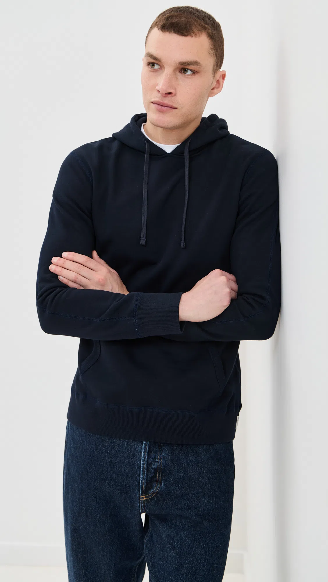 REIGNING CHAMP Midweight Terry Slim Hoodie Navy