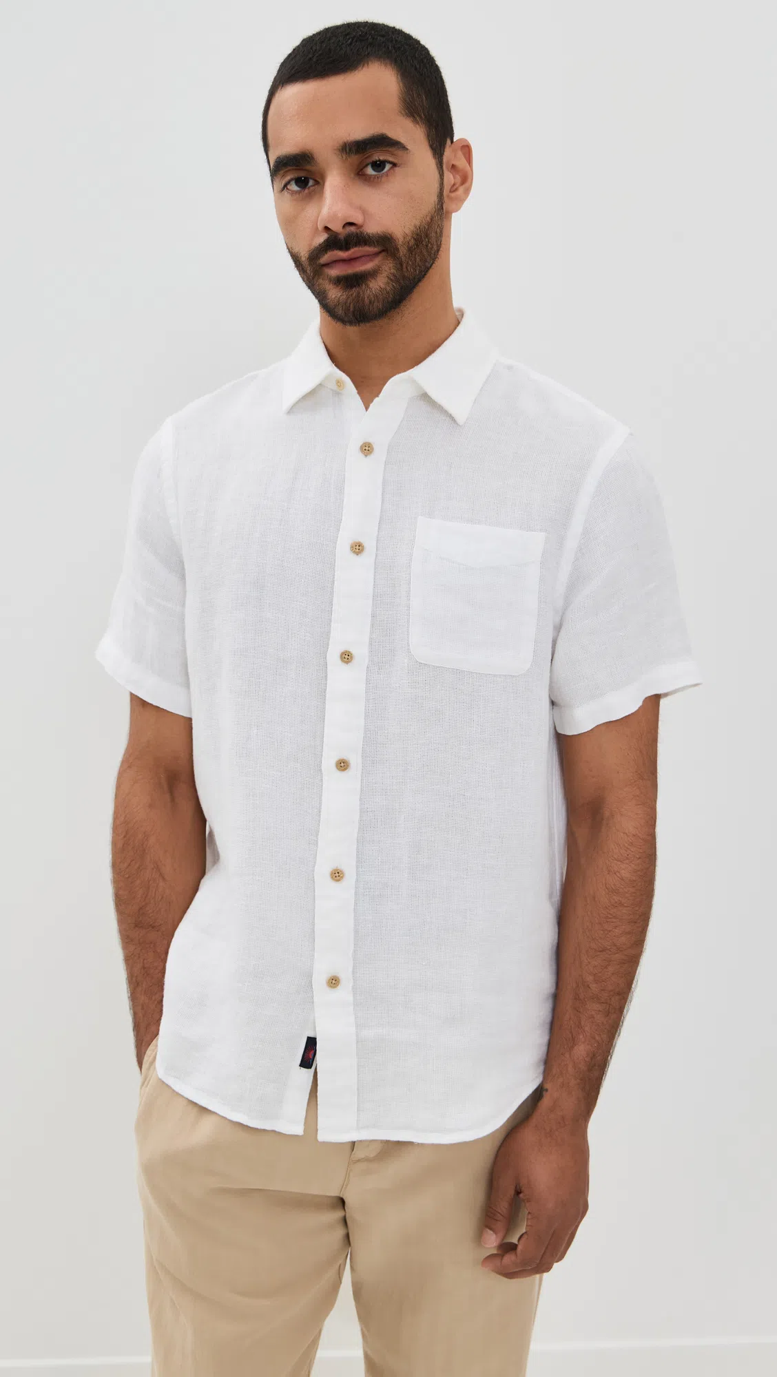 FAHERTY Ss Mesa Shirt In Bright White Basketweave