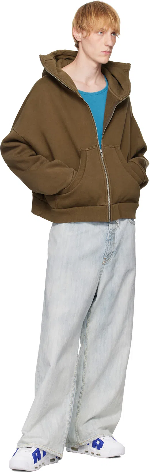 BALENCIAGA Blue Bleached Ring Baggy Jeans