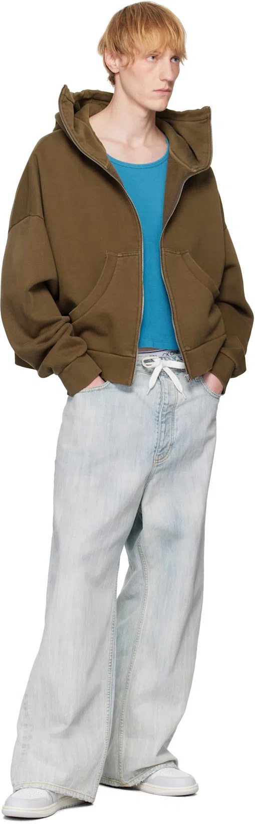 BALENCIAGA Blue Bleached Ring Baggy Jeans