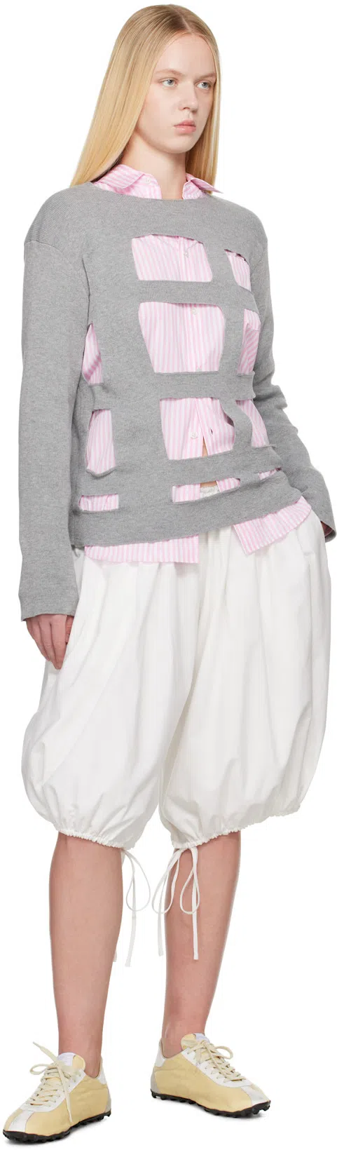 MAISON MARGIELA Leather Lace-up Trainers Featuring Suede Accents In White