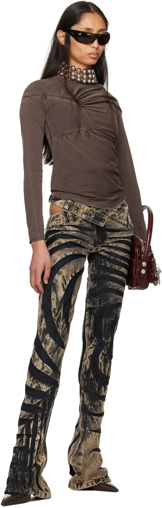 D'HEYGERE Silver Ball Chain Choker In Silver/black