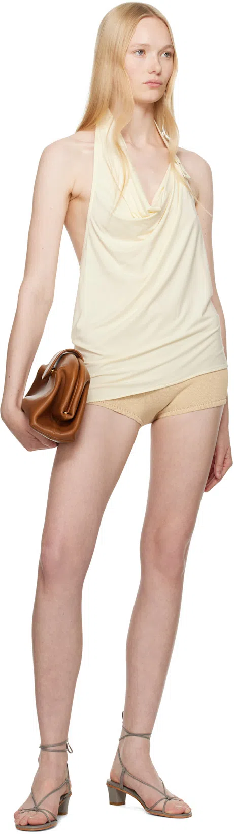 BOTTEGA VENETA Lauren 1980 Mini Clutch With Chain In Lightwoodmbrass