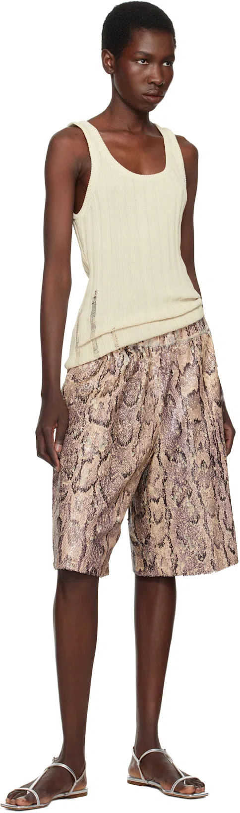 AEYDE Ella Nappa Leather Laminated Sandals Laminated Gold