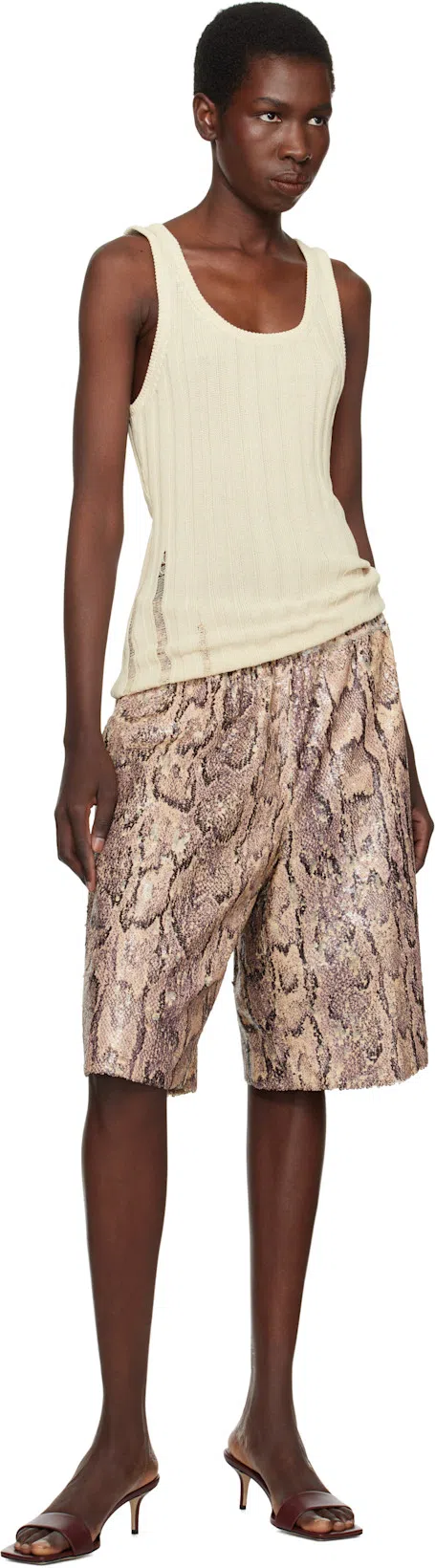 DRIES VAN NOTEN Bermuda Shorts With Animal Print And Elastic Waistband In Multicolor