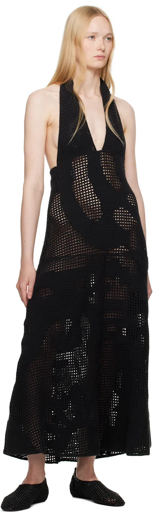 TOTÊME Toteme Woven Leather Ballerina Flat In Black