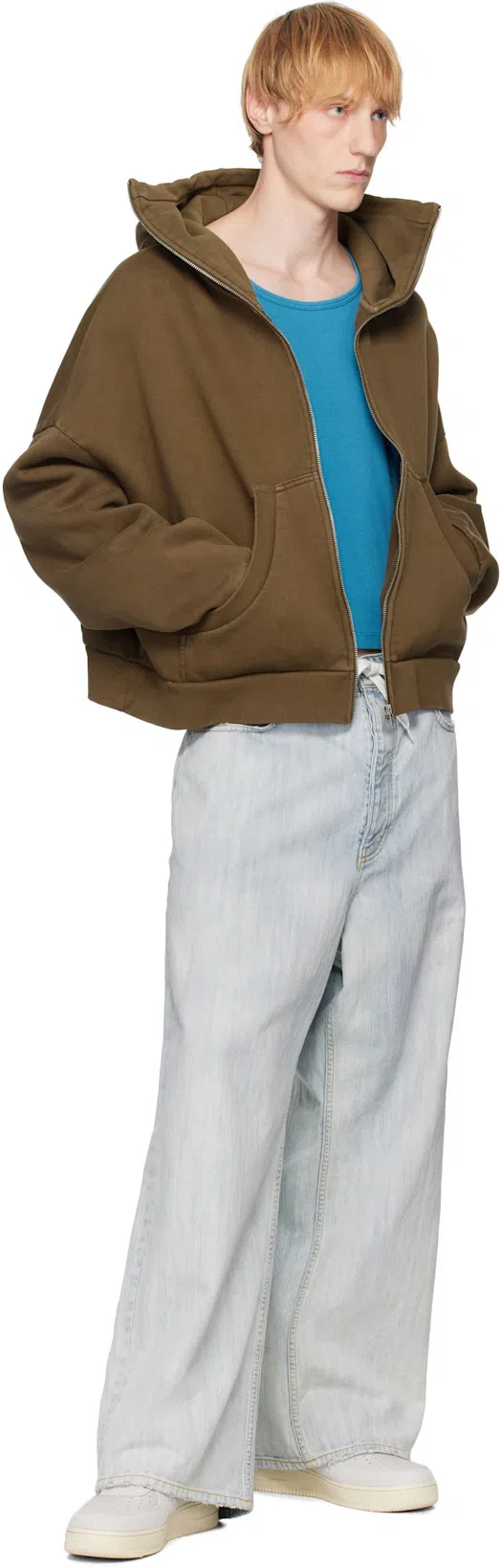 BALENCIAGA Blue Bleached Ring Baggy Jeans