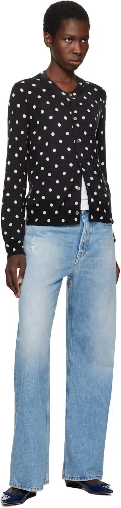 COMME DES GARÇONS Black Polka Dots Pattern Print Cardigan